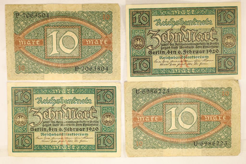 4-1920 GERMAN 10 MARK BANK NOTES (1 of 2)