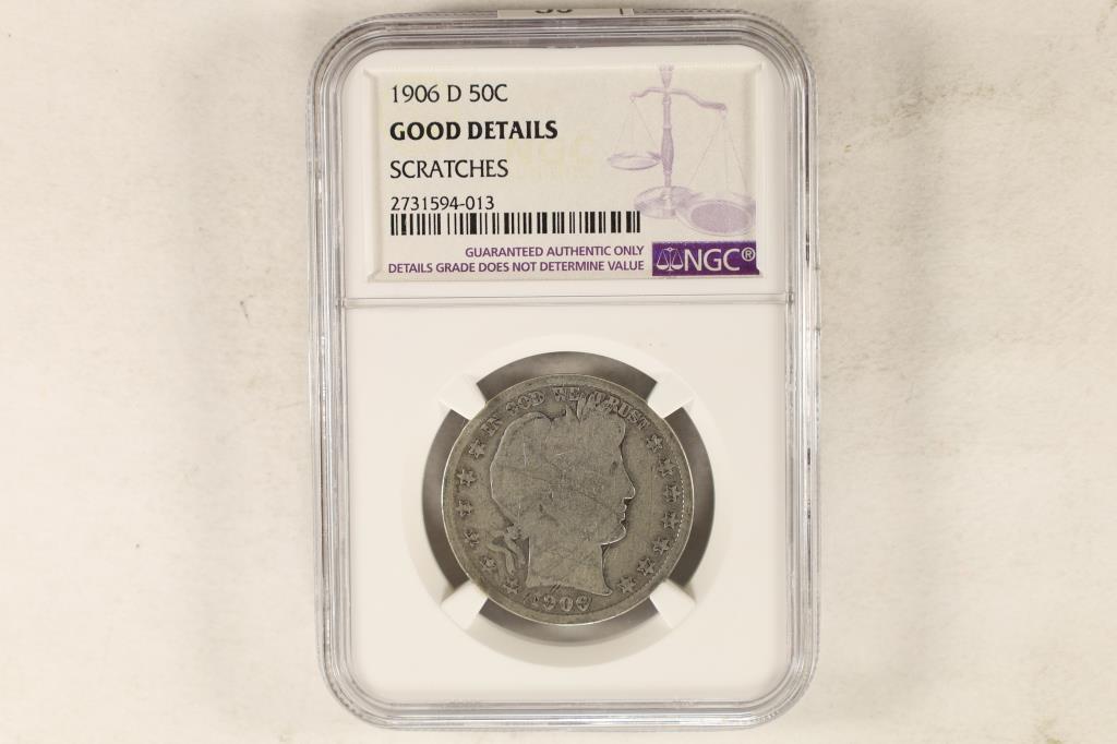 1906-D SILVER BARBER HALF DOLLAR NGC GOOD DETAILS (1 of 2)