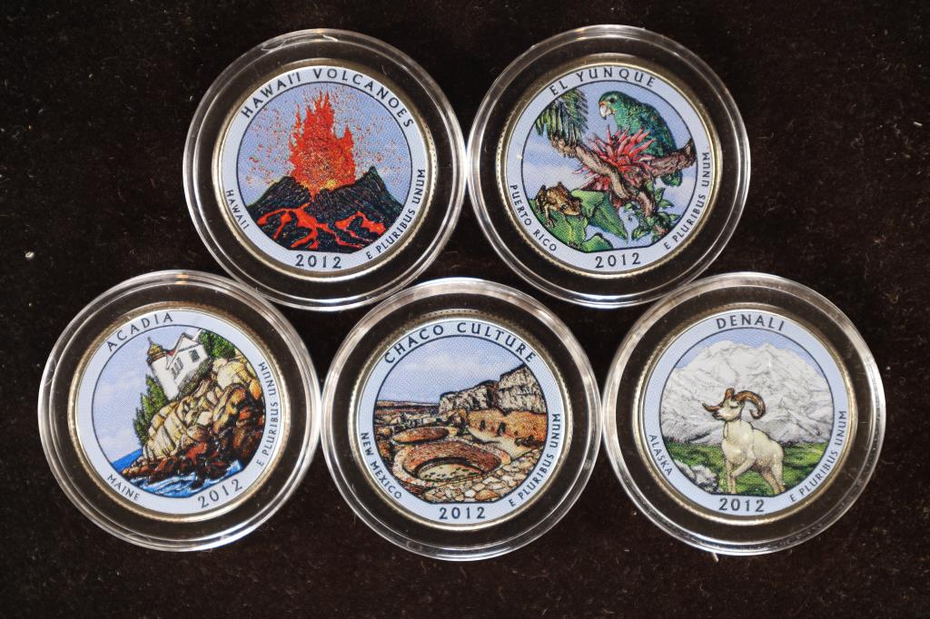 5 COLORIZED BRILLIANT UNC STATE QUARTERS (1 of 2)