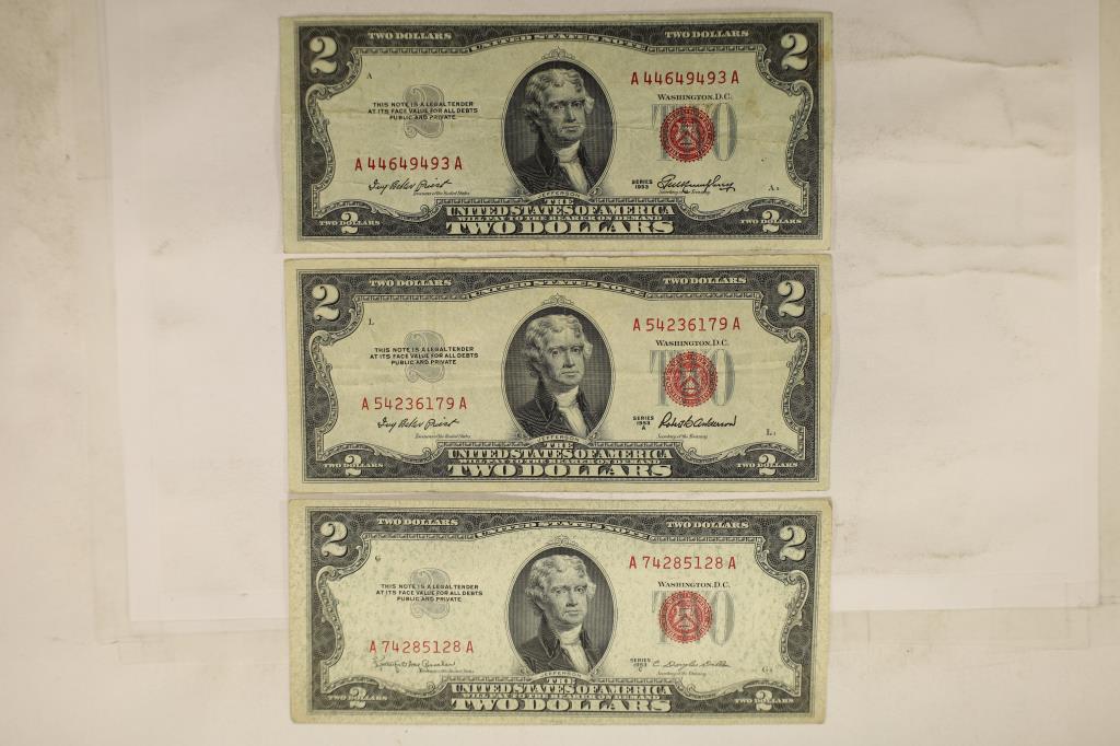1953, 1953-A & 1953-C $2 US RED SEAL NOTES (1 of 2)