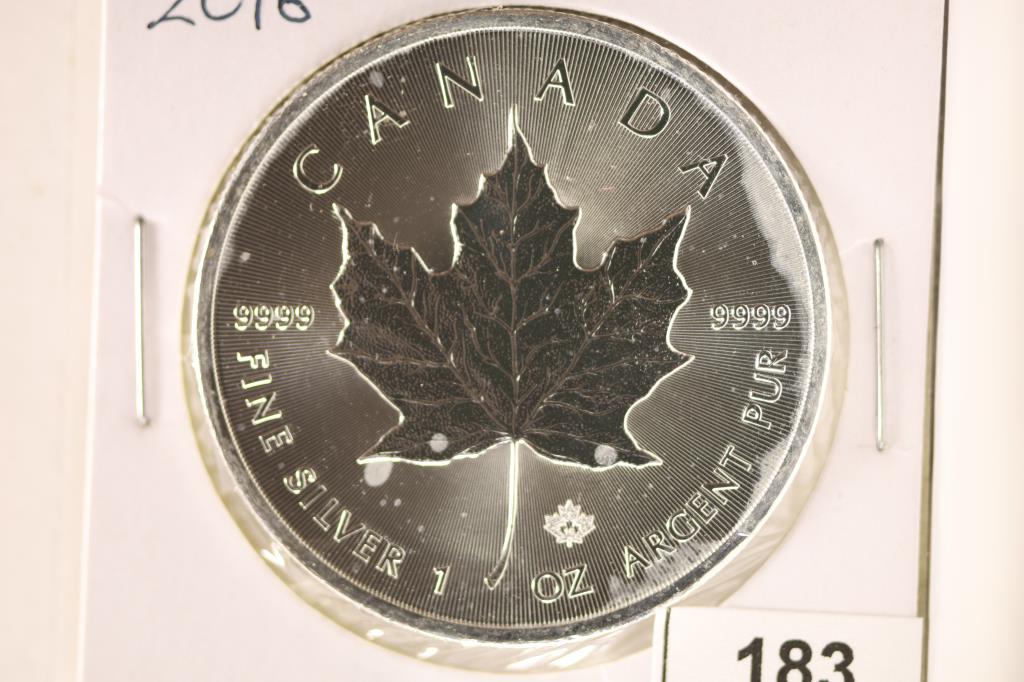 2016 CANADA SILVER $5 MAPLE LEAF WITH MAPLE LEAF (1 of 2)