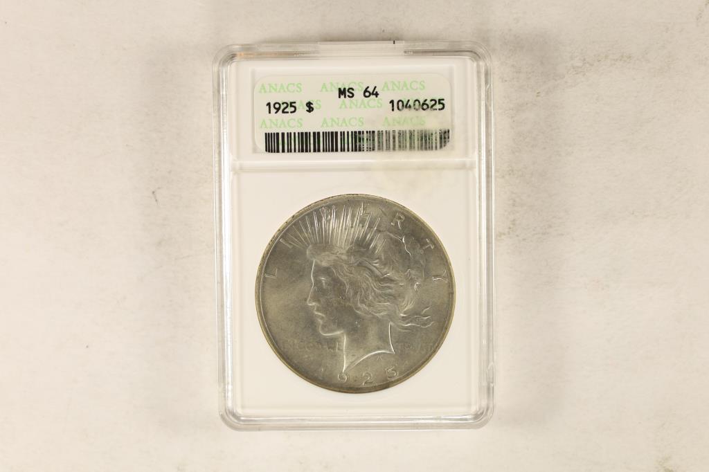 1925 PEACE SILVER DOLLAR ANACS MS64 (1 of 2)