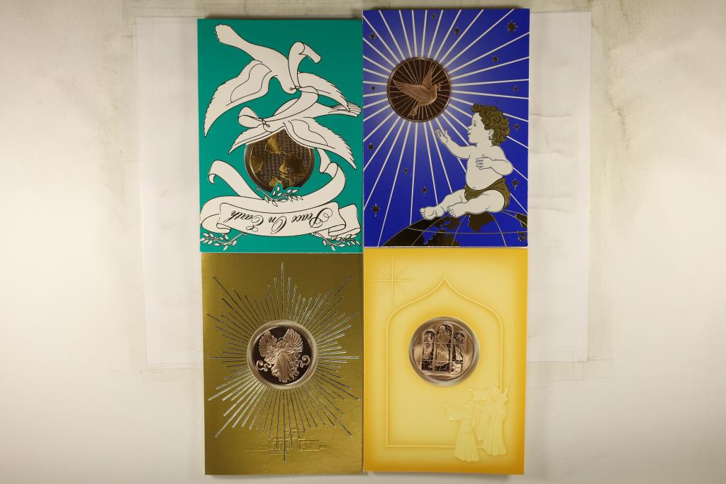 4 FRANKLIN MINT HOLIDAY CARDS WITH 1 1/2" (1 of 2)