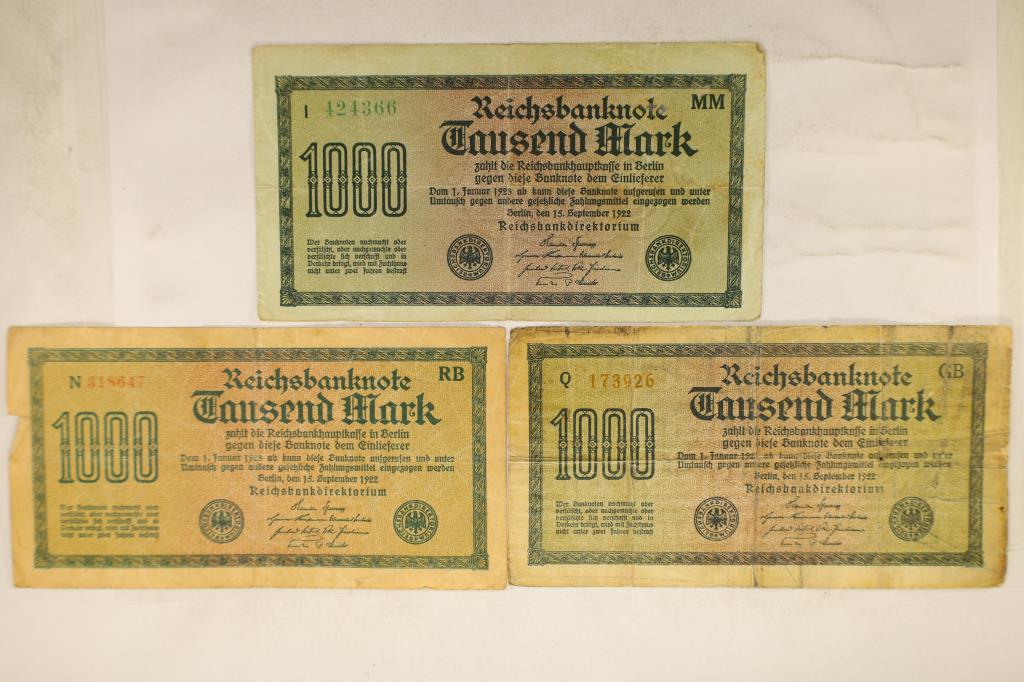 3-1922 GERMANY 1000 MARK NOTES (1 of 2)