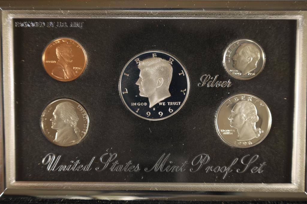 1996 US SILVER PREMIER PROOF SET (WITH BOX) AND (1 of 3)