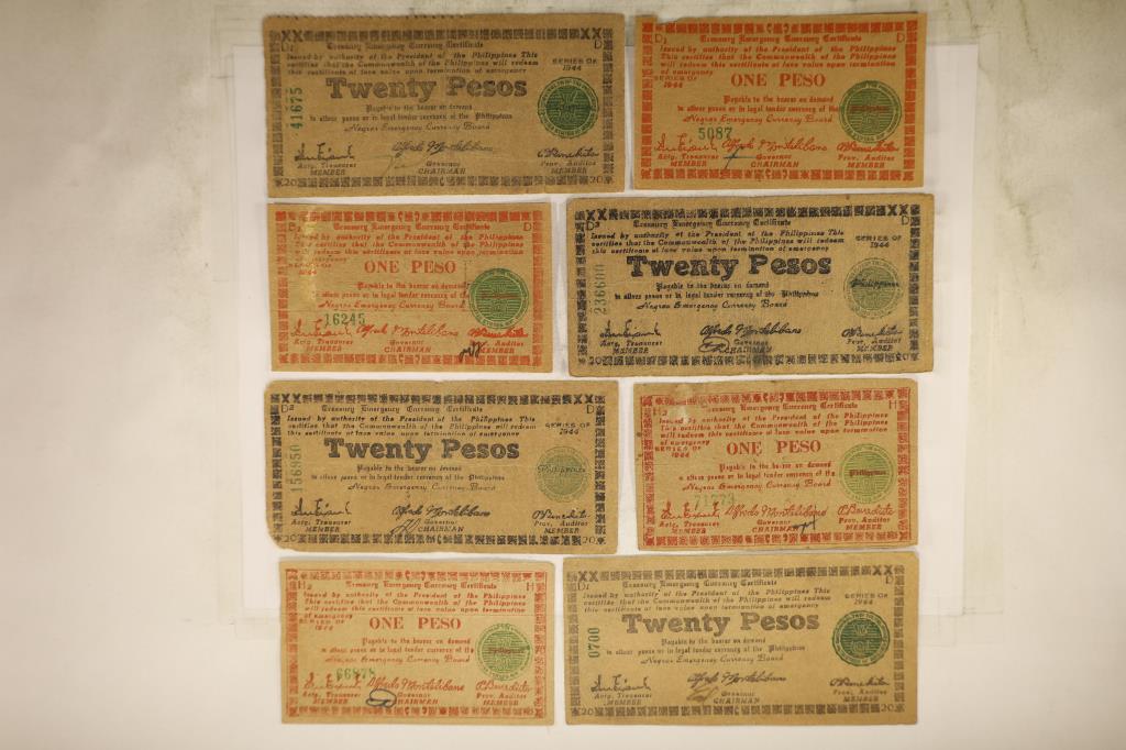 8 - 1944 PHLIPPINES EMERGENCY CURRENCY BILLS (1 of 2)