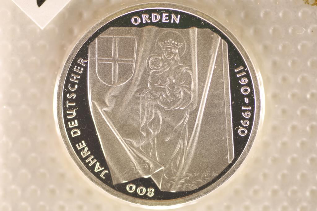 1990 GERMAN SILVER 10 MARK COIN BU IN ORIGINAL (1 of 2)