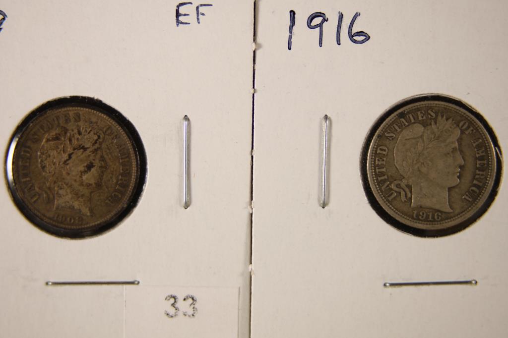 1908 EXTRA FINE & 1916 EXTRA FINE BARBER DIMES (1 of 2)
