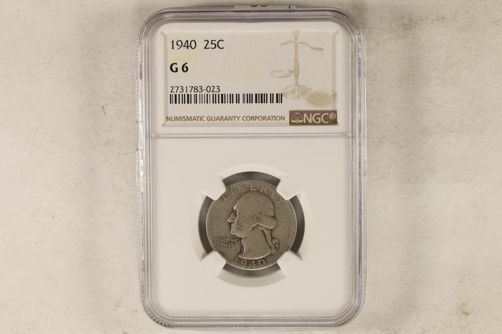 1940 WASHINGTON SILVER QUARTER NGC G6 (1 of 2)