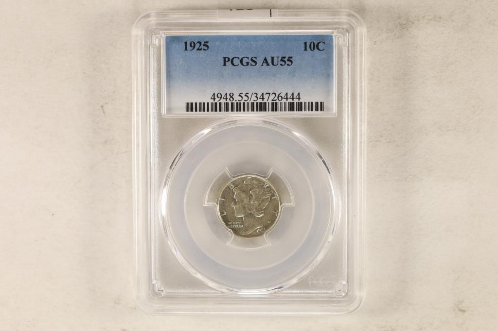 1925 SILVER MERCURY DIME PCGS AU55 (1 of 2)