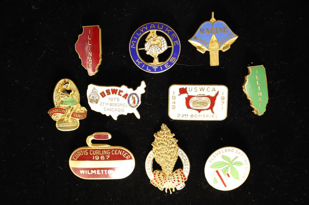 10 ASSORTED PINBACKS: CLEVELAND SKATING CLUB, (1 of 2)