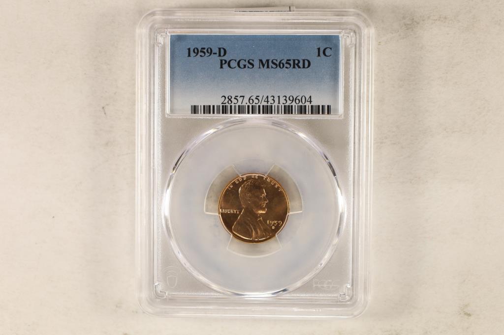 1959-D LINCOLN CENT PCGS MS65 RD (1 of 2)