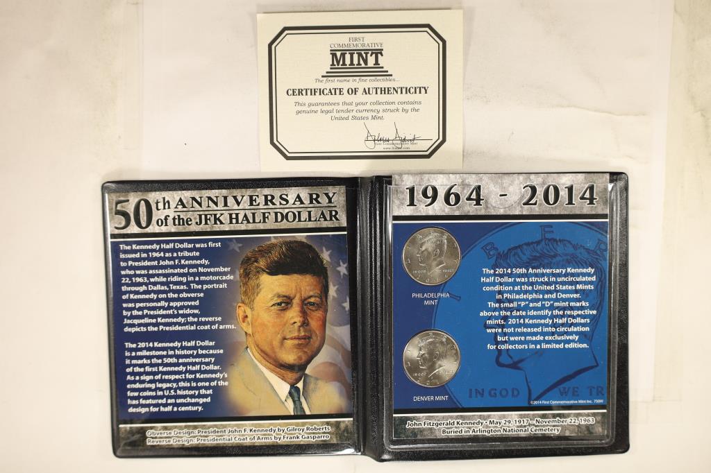 50TH ANNIVERSARY OF THE JFK HALF DOLLAR.  CONTAINS (1 of 3)
