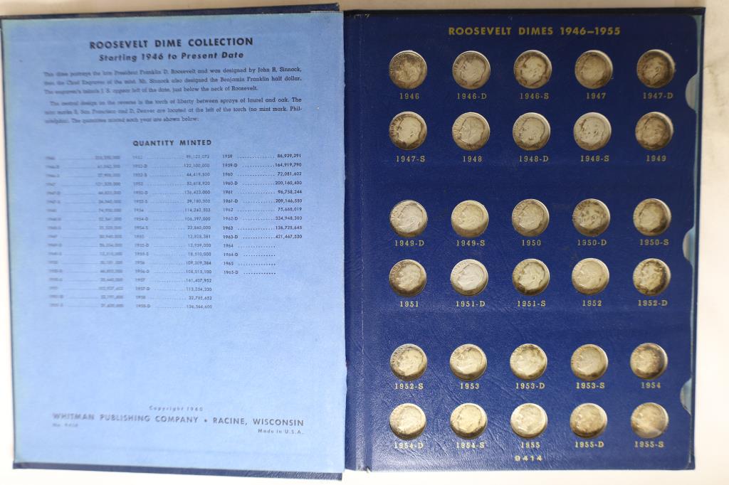 COMPLETE 1946-1964 SILVER ROOSEVELT DIME ALBUM (1 of 5)