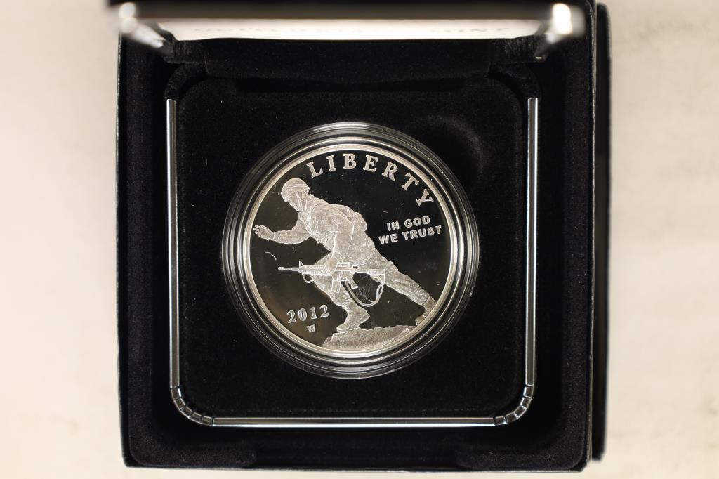 2012-W INFANTRY SOLDIER PROOF SILVER $1 COIN IN (1 of 3)