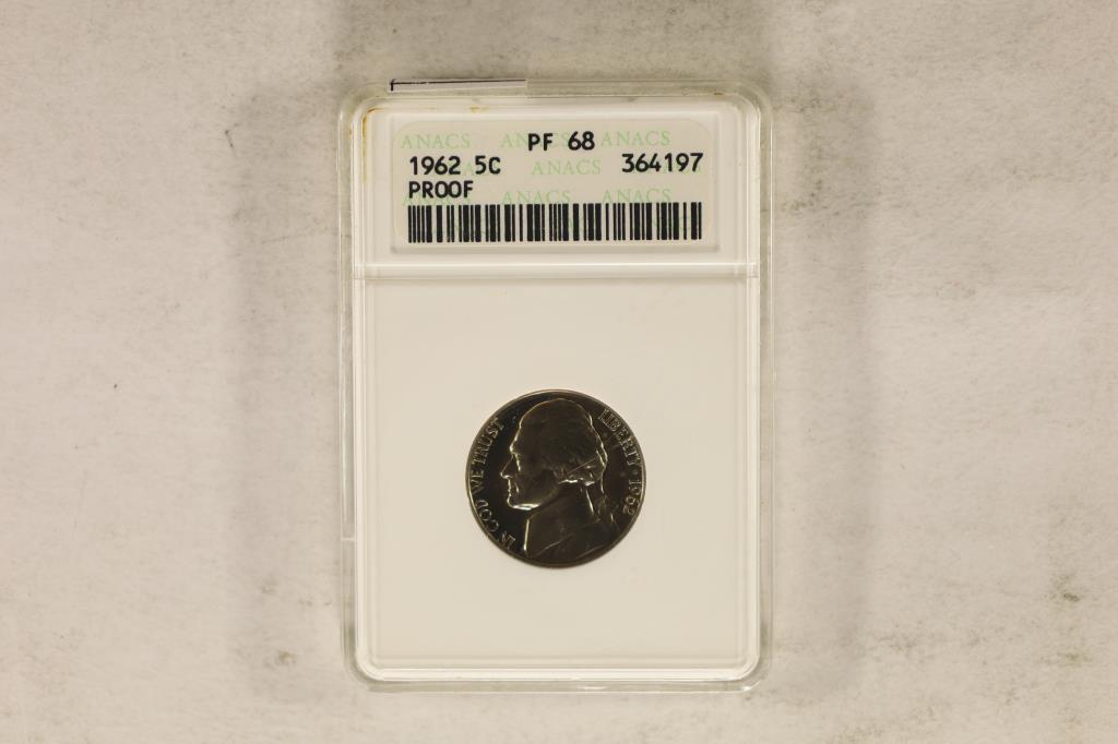1962 JEFFERSON NICKEL ANACS PF68 (1 of 2)