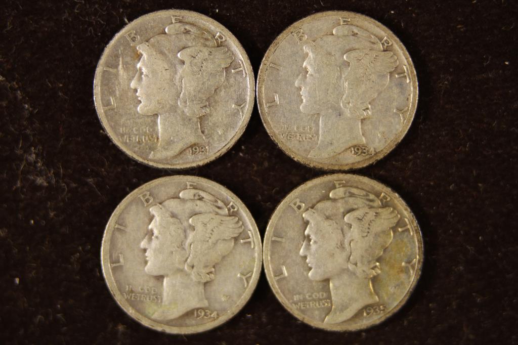 1931-S, 1934, 1934-D & 1935 SILVER MERCURY DIMES (1 of 2)