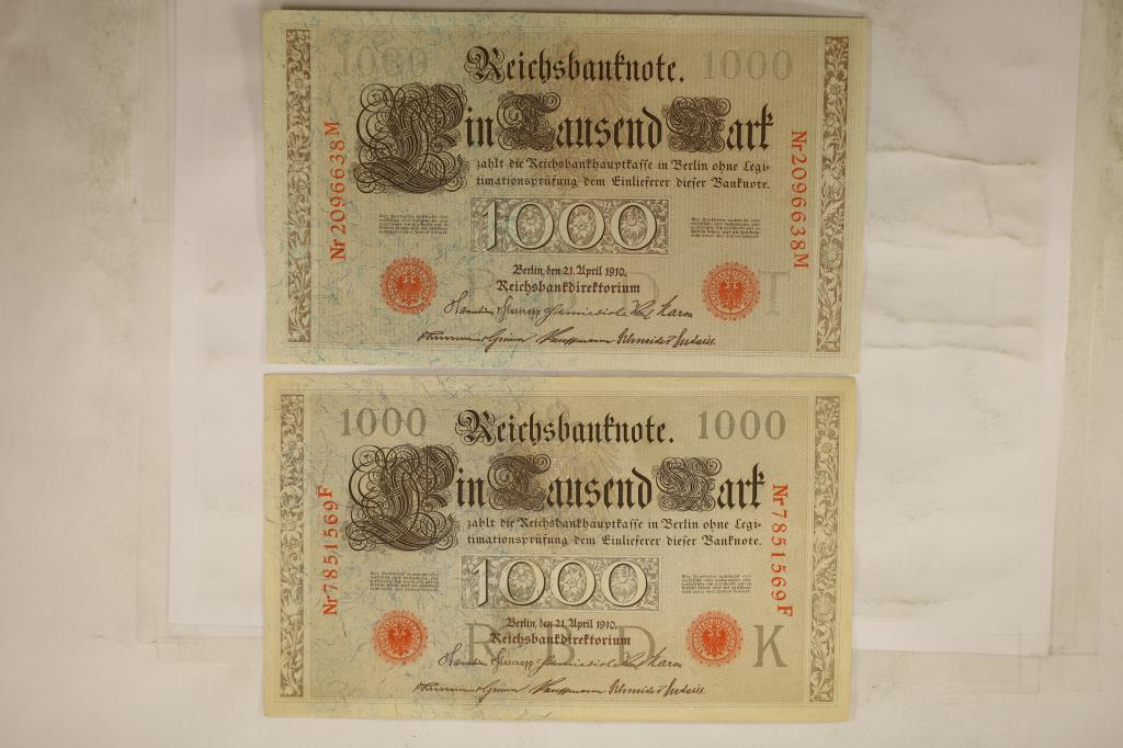2-1910 GERMAN 1000 MARK BILLS (1 of 2)