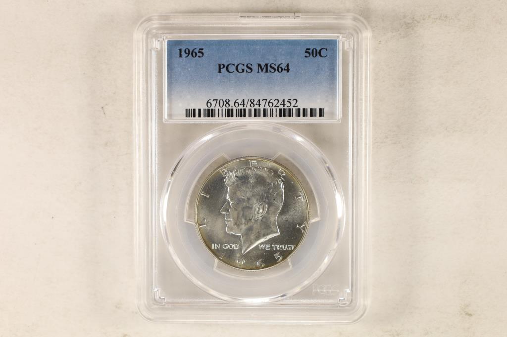 1965 KENNEDY HALF DOLLAR PCGS MS64 (1 of 2)