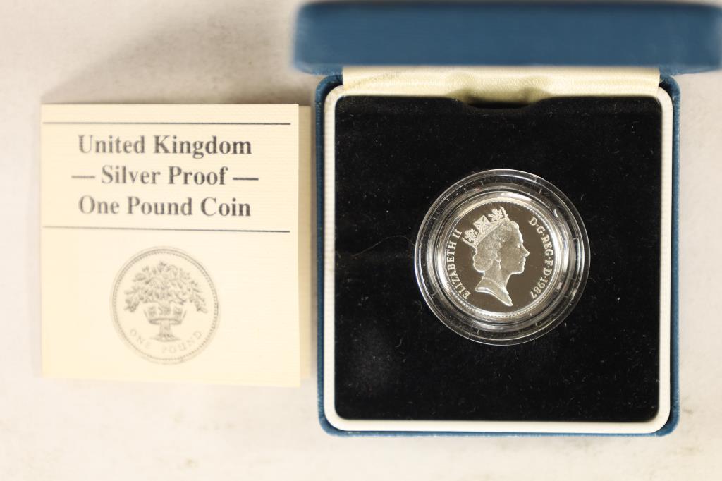 1987 UNITED KINGDOM SILVER PROOF 1 POUND COIN (1 of 3)