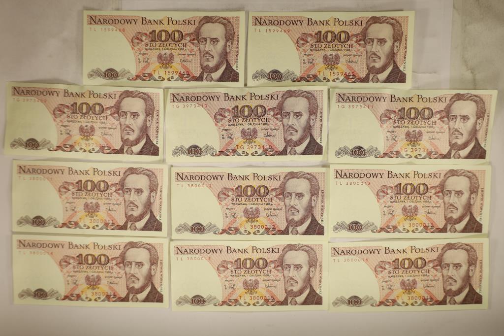 11 POLISH 100 ZLOTYCH CRISP UNC BILLS. 1 SET OF 6 (1 of 2)