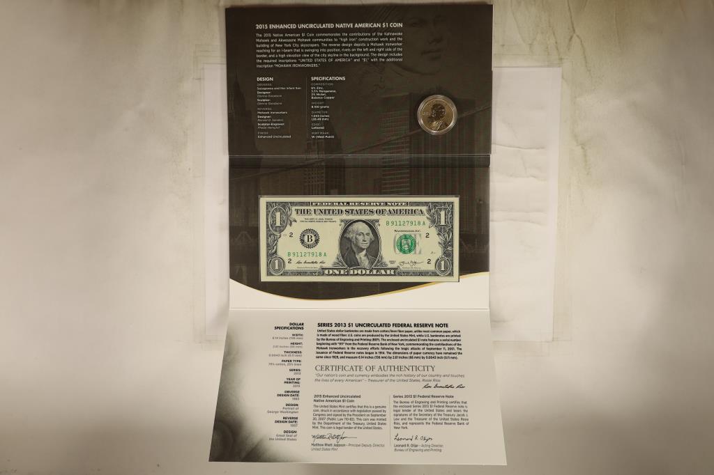 2015-W US MINT MOHAWK IRONWORKERS AMERICAN $1 COIN (1 of 3)