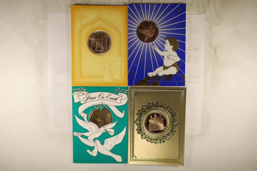 4 FRANKLIN MINT HOLIDAY CARDS WITH 1 1/2" (1 of 2)