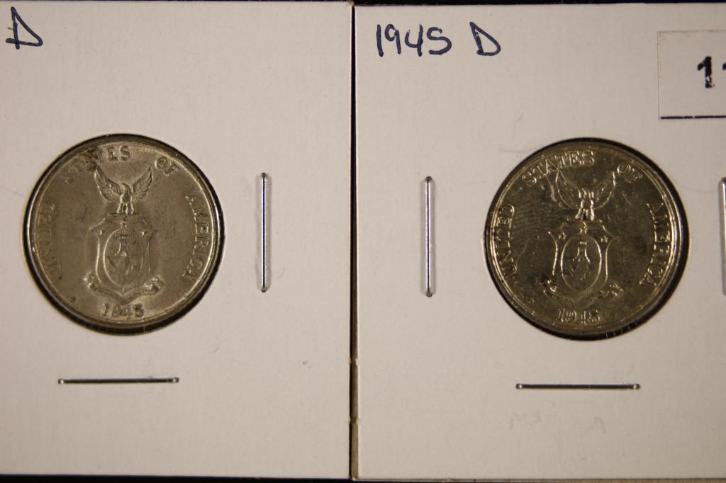 2-1945-D U.S. PHILIPPINES SILVER 20 CENTAVOS.  BU (1 of 2)
