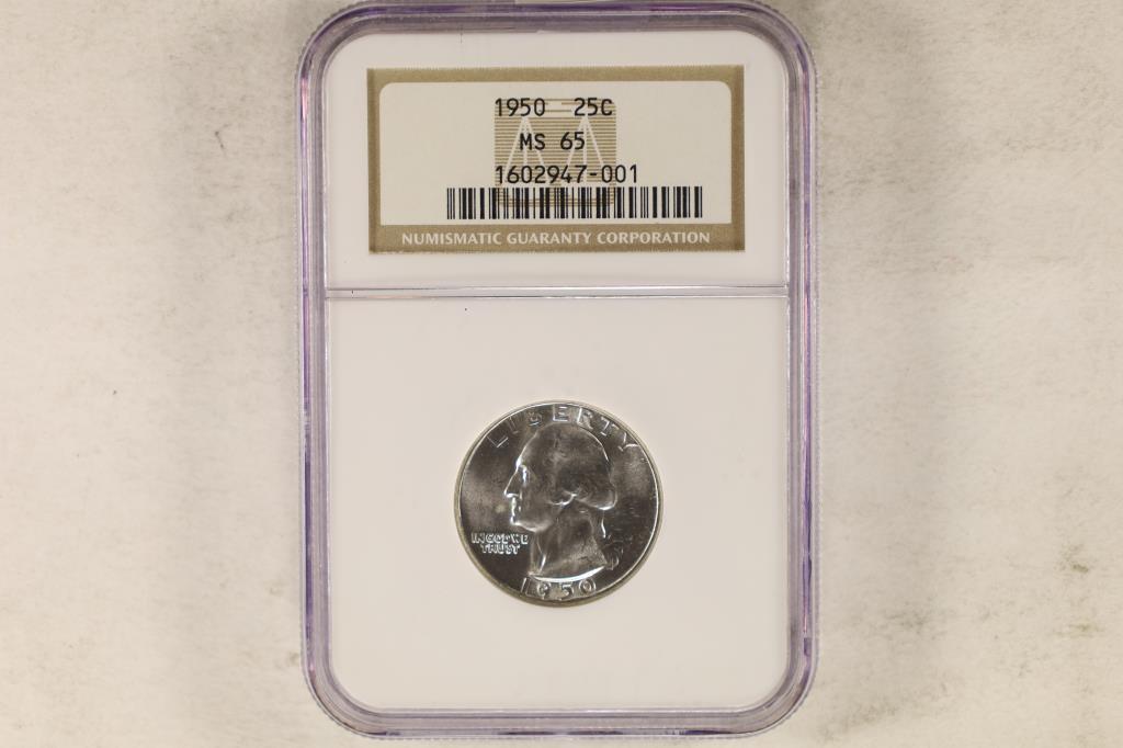 1950 WASHINGTON SILVER QUARTER NGC MS65 (1 of 2)