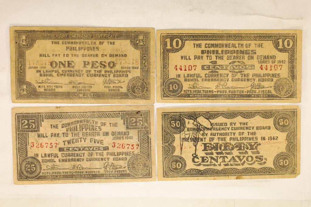 1942 PHILIPPINES EMERGENCY CURRENCY BILLS. 1 PESO, (1 of 2)