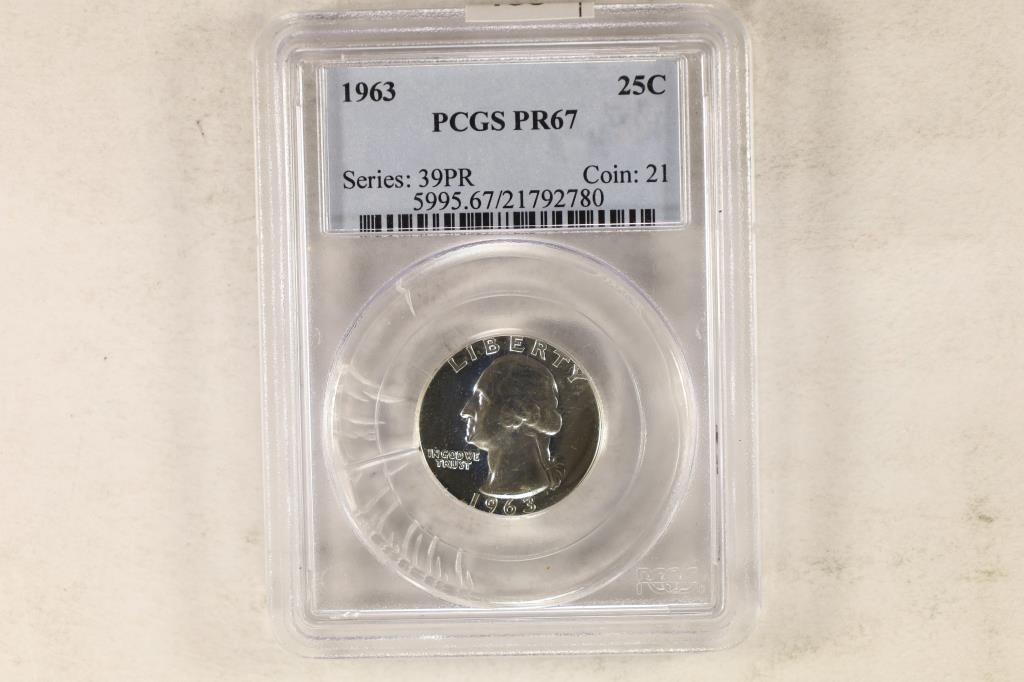 1963 WASHINGTON SILVER QUARTER PCGS PR67 (1 of 2)