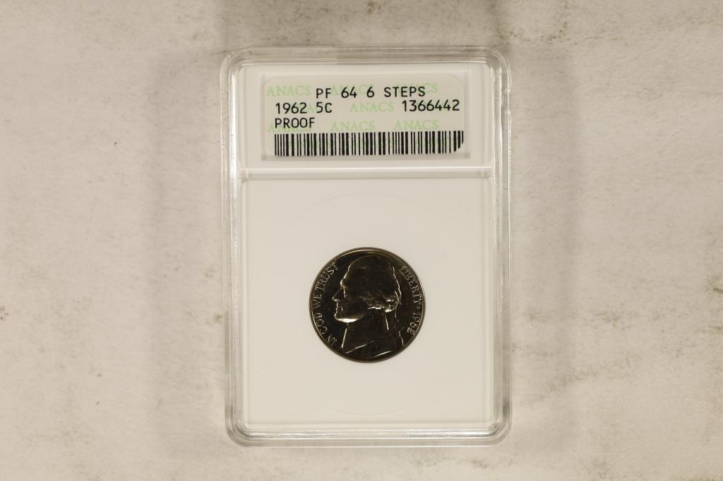1962 JEFFERSON NICKEL ANACS PF64 6 STEPS (1 of 2)