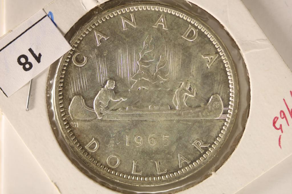 1965 POINTED 5 CANADA SILVER DOLLAR BRILLIANT UNC (1 of 2)