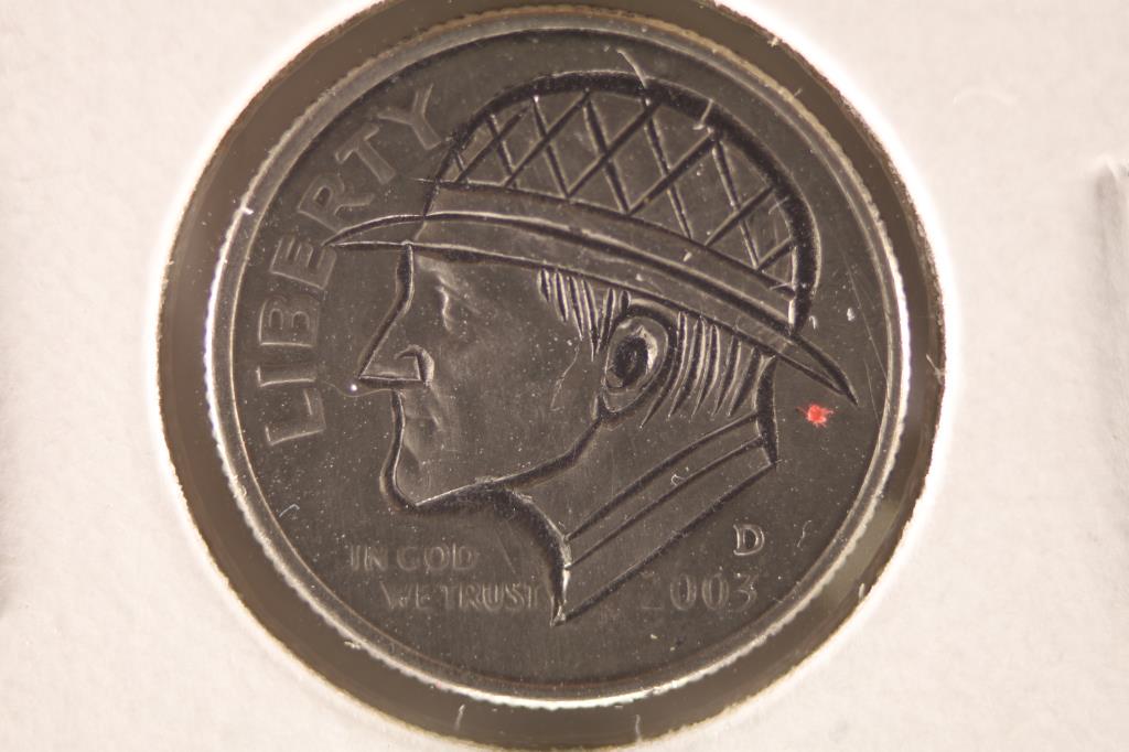 HOBO DIME ON A 2003-D ROOSEVELT DIME BRILLIANT UNC: NEAT PIECE HAND ENGRAVED, USUALLY DO NOT SEE DIMES DONE UP