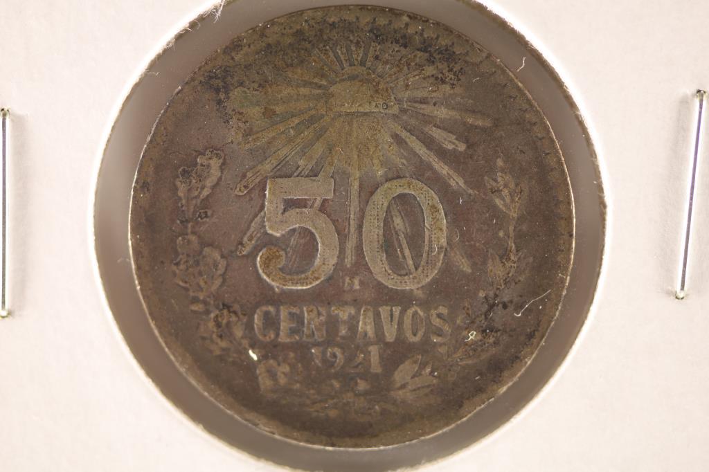 1921 MEXICO SILVER 50 CENTAVOS COIN .1929 OZ. ASW (1 of 2)