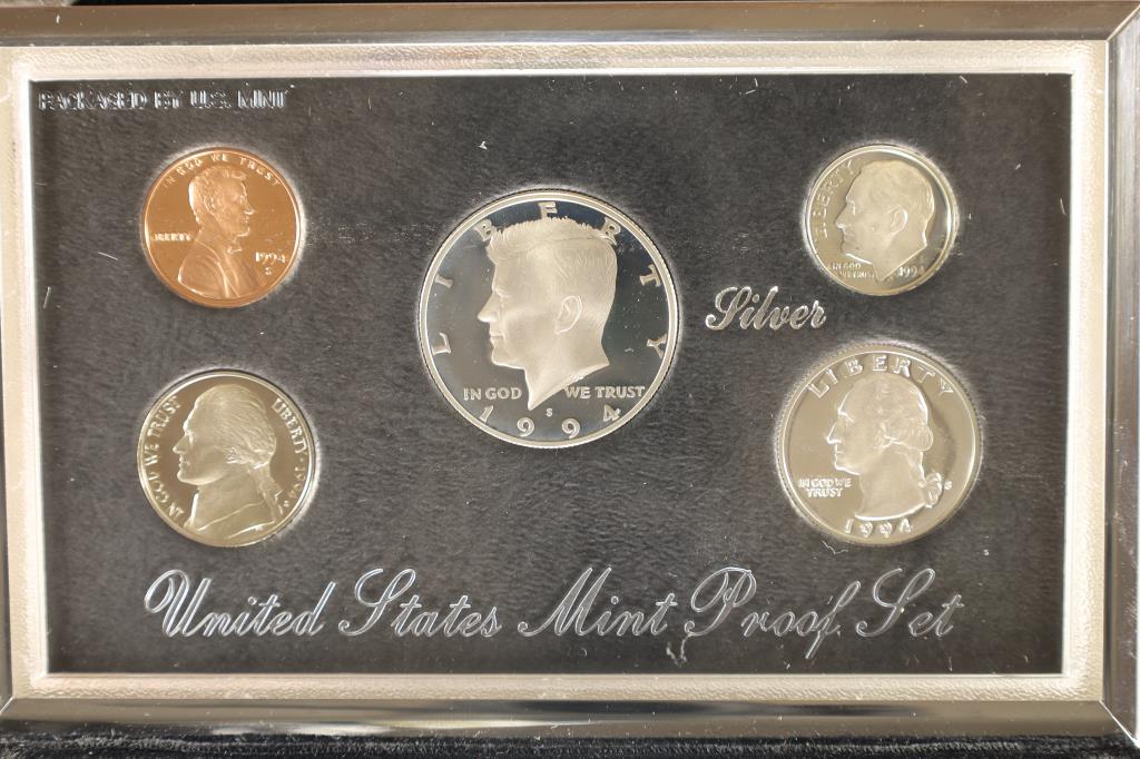1994 US SILVER PREMIER PROOF SET (WITH BOX) AND (1 of 3)