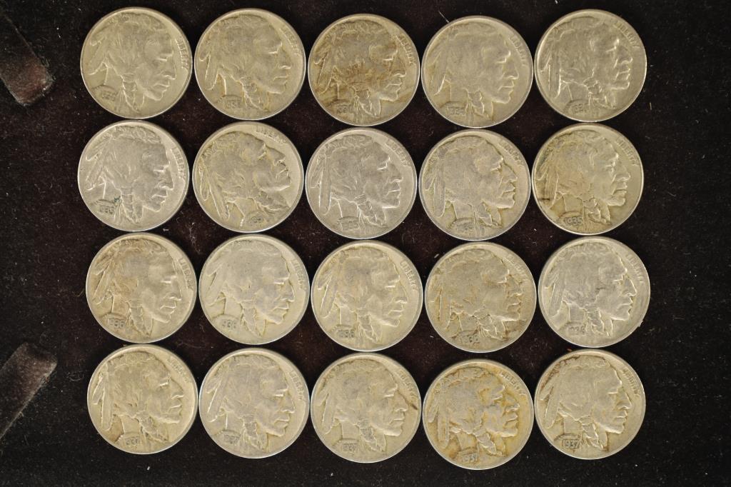 20 ASSORTED 1930'S BUFFALO NICKELS FULL DATES (1 of 2)