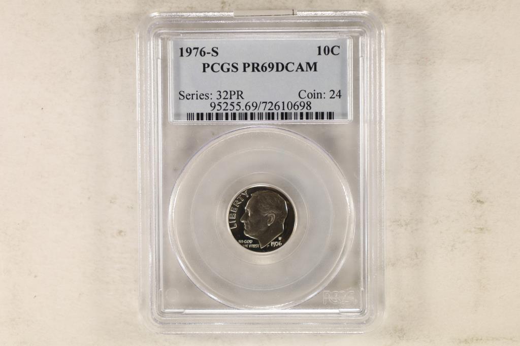 1976-S ROOSEVELT DIME PCGS PR69 DCAM: WATCH FOR OUR NEXT AUCTION ON MON. OCT. 10TH, 2022 AT 7 PM EDT