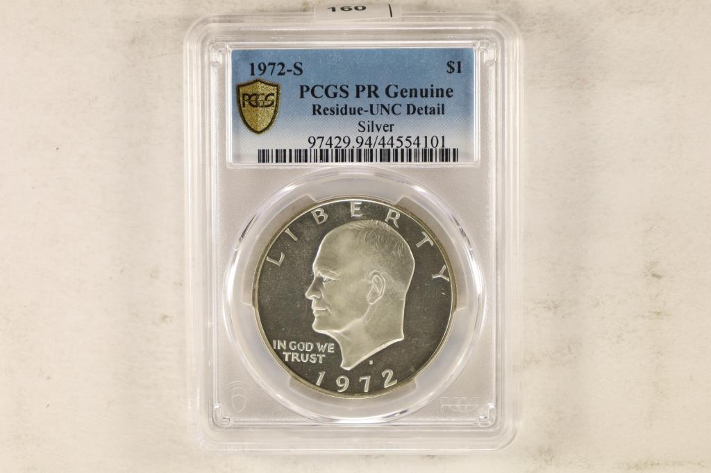 1972-S IKE SILVER DOLLAR PCGS PR GENUINE RESIDUE (1 of 2)