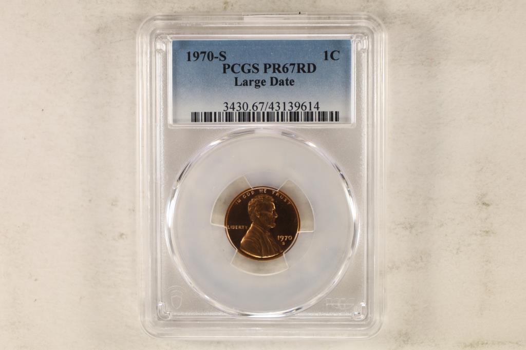 1970-S LINCOLN CENT PCGS PR67RD LARGE DATE (1 of 2)