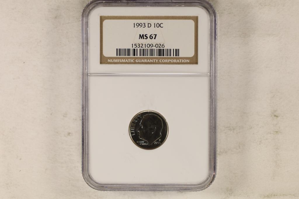 1993-D ROOSEVELT DIME NGC MS67 (1 of 2)