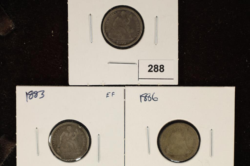 1877 (FN), 1883 (EF) & 1886 SEATED LIBERTY DIMES (1 of 2)