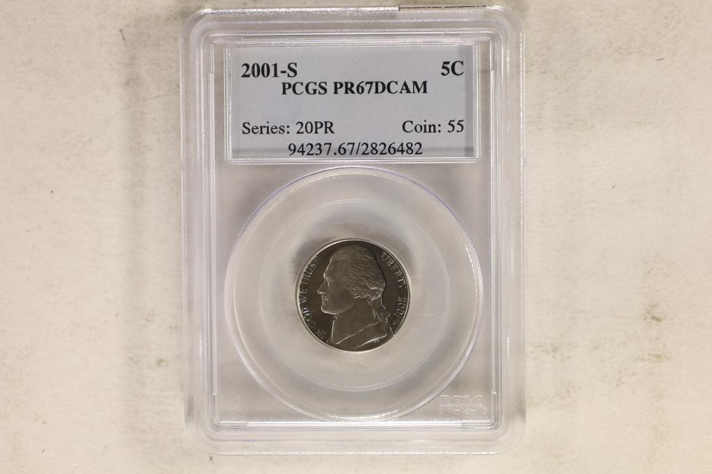2001-S JEFFERSON NICKEL PCGS PR67 DCAM: WATCH FOR OUR NEXT AUCTION ON MON. OCT. 17TH, 2022 AT 7 PM EDT