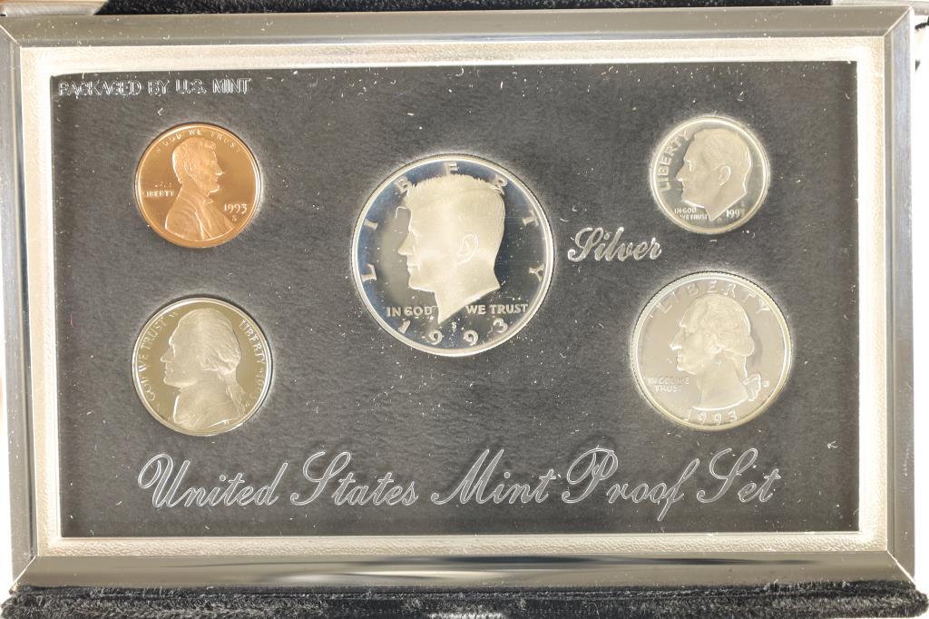 1993 US SILVER PREMIER PROOF SET (WITH BOX) & CERT (1 of 3)