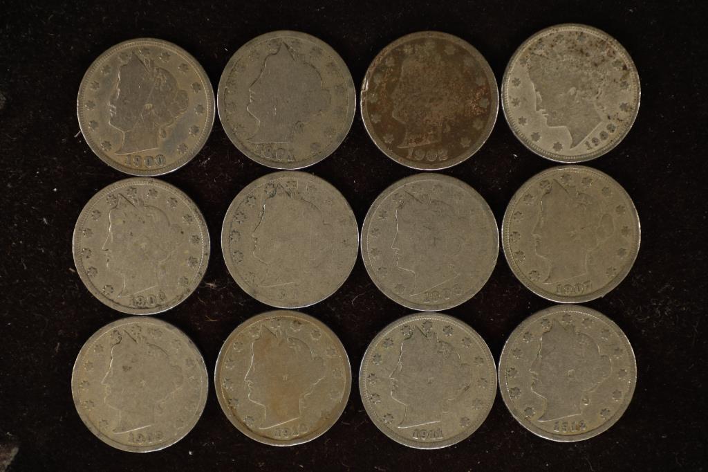 12 ASSORTED LIBERTY "V" NICKELS (1 of 2)