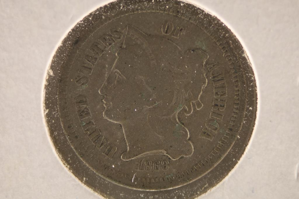 1868 US 3 CENT "NICKEL" (1 of 2)