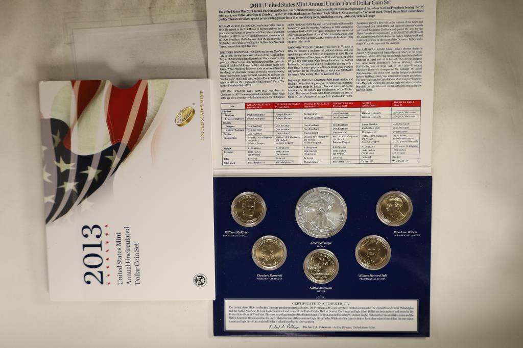 2013 US MINT ANNUAL UNC DOLLAR COIN SET.  INCLUDES (1 of 2)