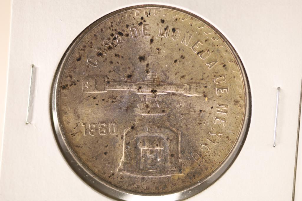 1980 MEXICO ONZA 1 OUNCE SILVER PESO TONED (1 of 2)