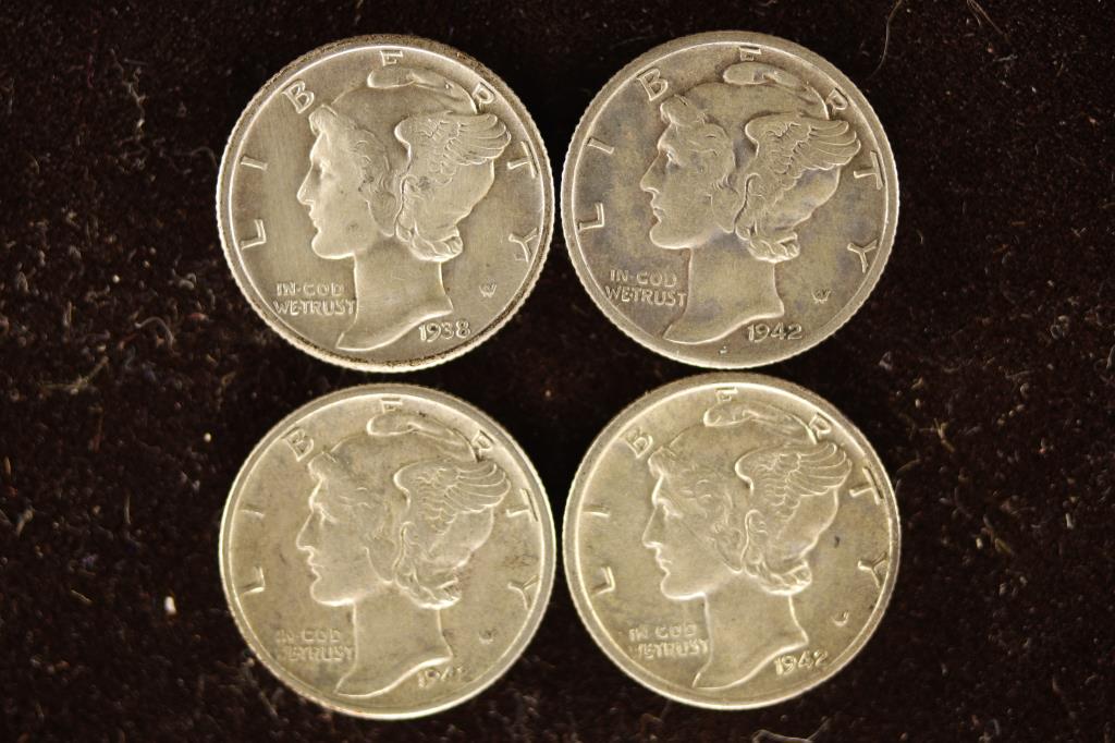 1938, 1942, 1942-D & 1942-S SILVER MERCURY DIMES (1 of 2)