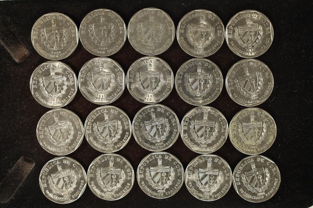 20 CUBA 25 CENTAVO COINS. 1994-2006 MOSTLY BU (1 of 2)